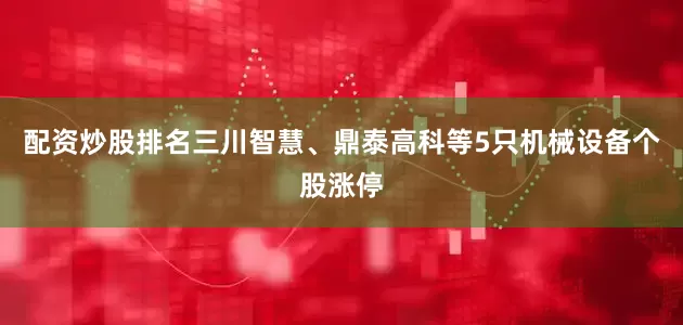 配资炒股排名三川智慧、鼎泰高科等5只机械设备个股涨停
